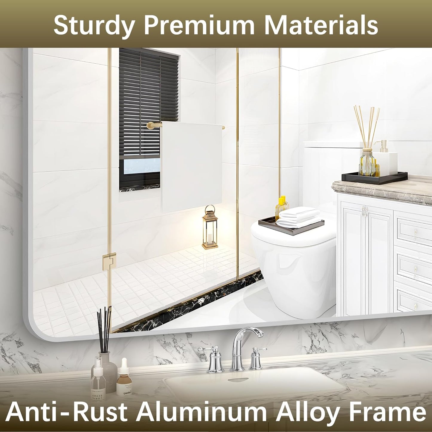 Arched Bathroom Mirror, 30"x48" Silver Arched Mirror for Bathroom, Wall Mounted Mirror, Silver Vanity Wall Mirror w/Metal Frame for Bedroom, Entryway, Living Room, Hanging or Leaning Against