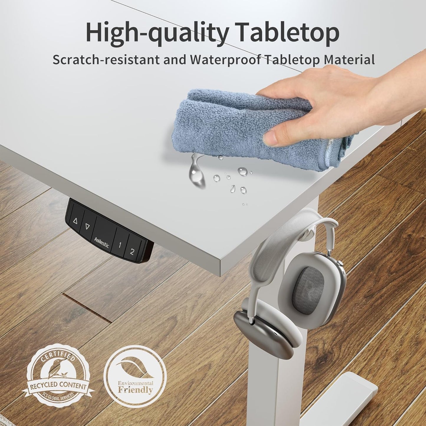 Agilestic Electric Standing Desk, 48 x 24 Inches Height Adjustable Desk, Sit Stand up for Work Office Home, Ergonomic Rising Computer Table with Memory Preset, White