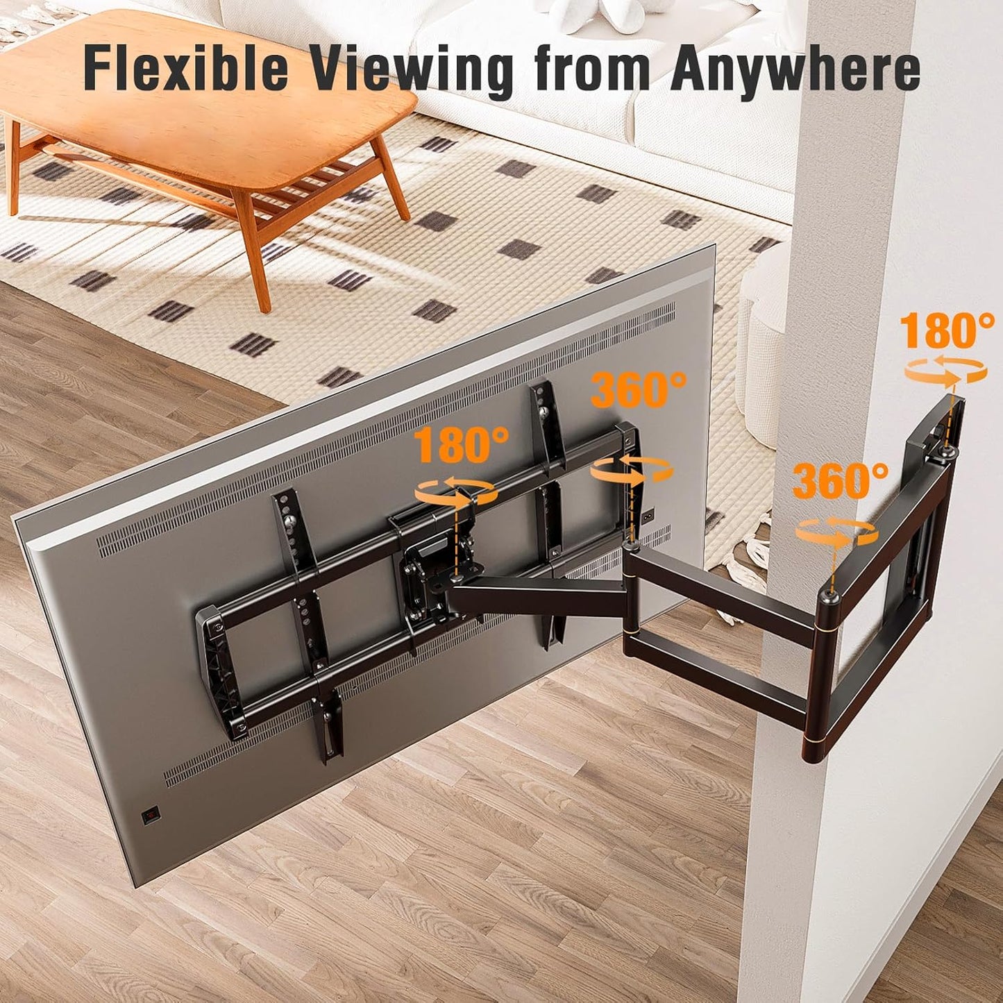 ELIVED Long Arm TV Wall Mount for Most 42-75 Inch TVs, 37.9 Inch Long Extension Corner TV Mount, Full Motion Wall Mount tv Bracket Swivel and Tilt, Holds up to 99 lbs. Max VESA 600x400mm, YD3038
