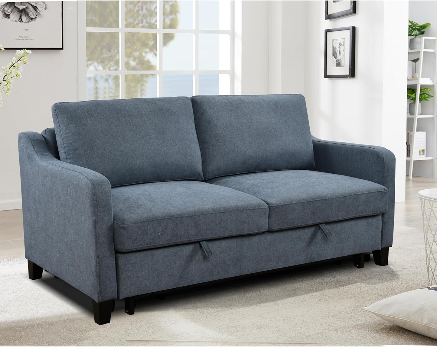 ERYE Modern 3-in-1 Sofa Loveseat Convertible Sleeper Sofabed, Queen Size Upholstered Love Seat Sofa Soft Cushion Daybed with Pull Out Sleeper Couch Bed for Living Room Home Apartment RV