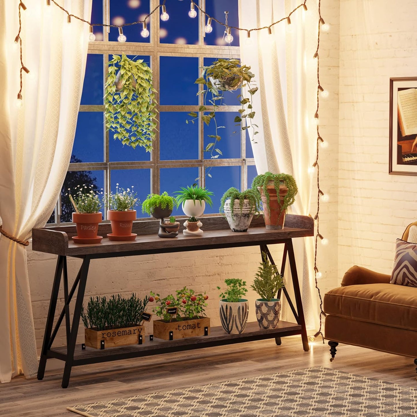 Tribesigns 70.9 inch Extra Long Console Table Behind Couch, Rustic Industrial Sofa Table for Living Room, Narrow Entryway Hallway Long Bar Table (Grey)