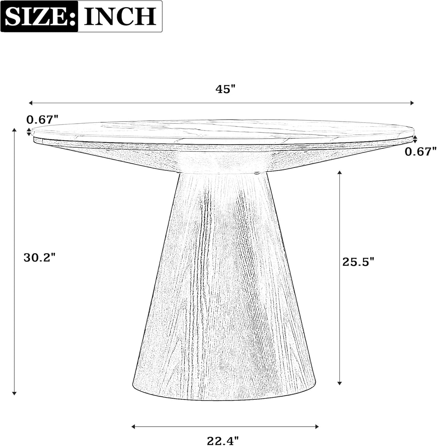 Wooden Kitchen Round Dining Table for 4-6, Round Kitchen Table with Circular Tabletop with Wood Pedestal Base, Rustic Farmhouse Furniture
