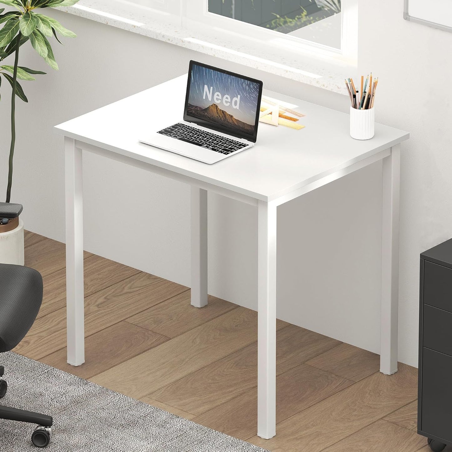 Need Small Computer Desk for Home&Office- 31.5'' Length Small Writing Desk Gaming Desk Students Laptop Use, White Color Desktop & White Frame AC3DW(8060)