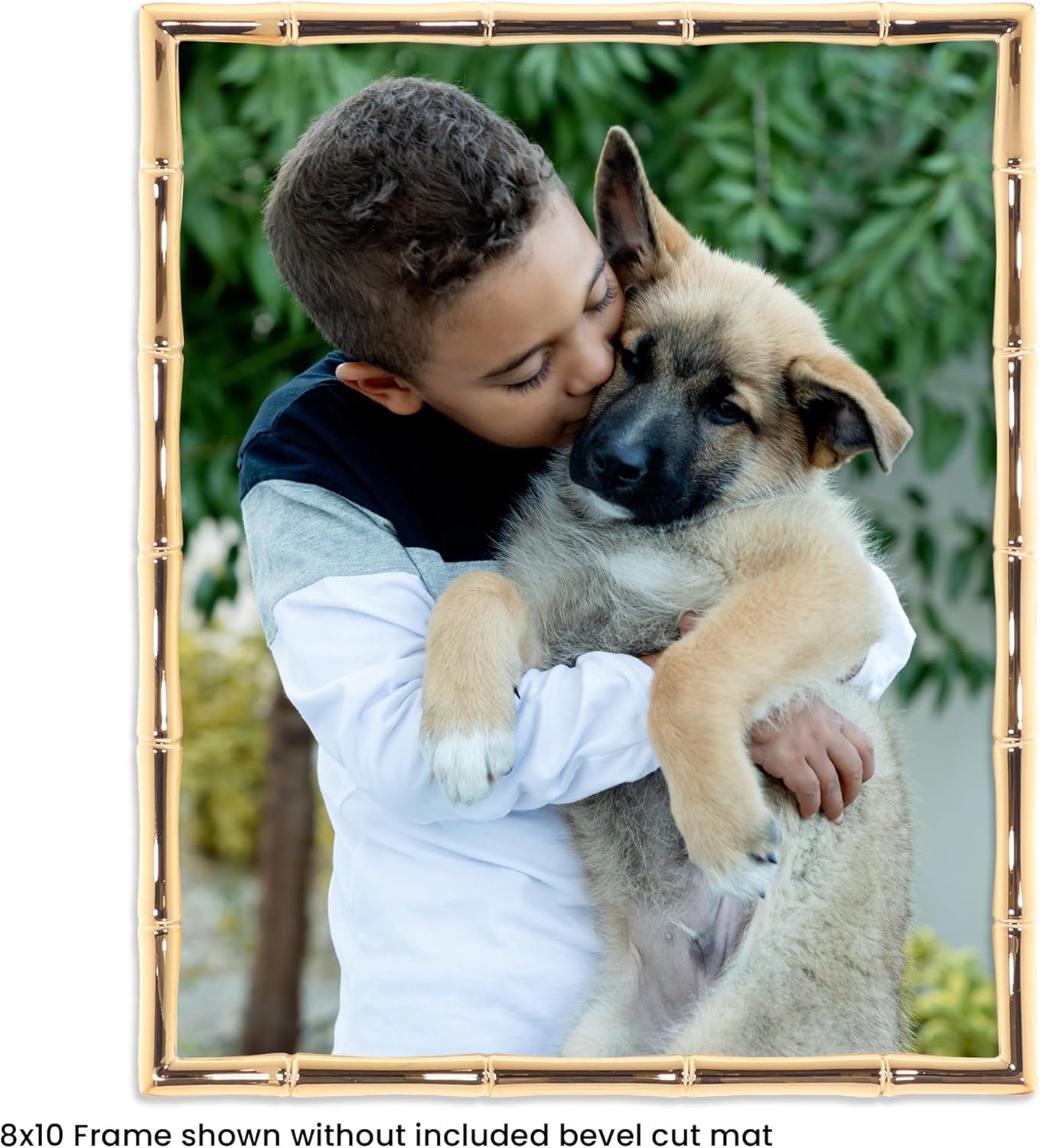 Lawrence Frames Bamboo Design Metal Frame, 8x10, Matted 5x7, Gold