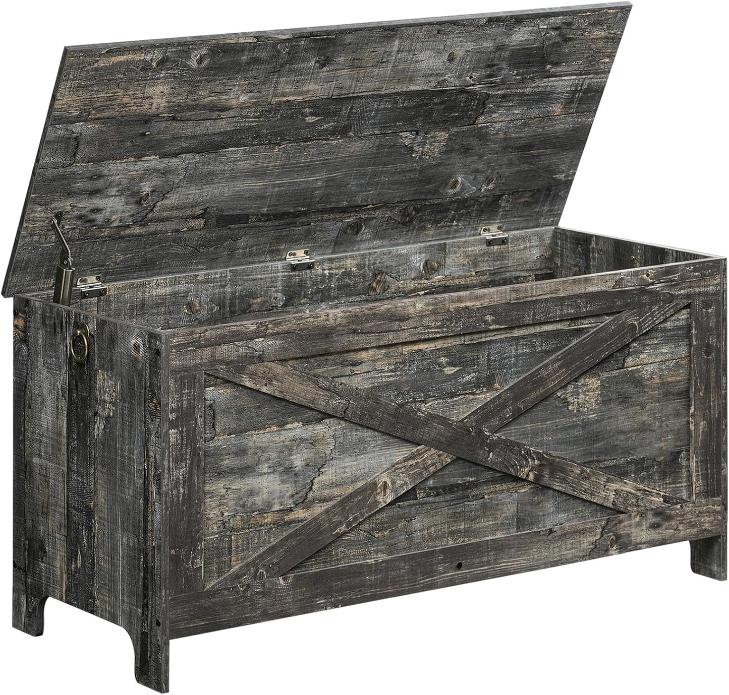 39.4" Toy Chest, Sturdy Entryway Storage Chest with Safety Hinges, Retro Toy Box, Wooden Look Accent Furniture for Living Room, Bedroom, Vintage Gray SCRP48101