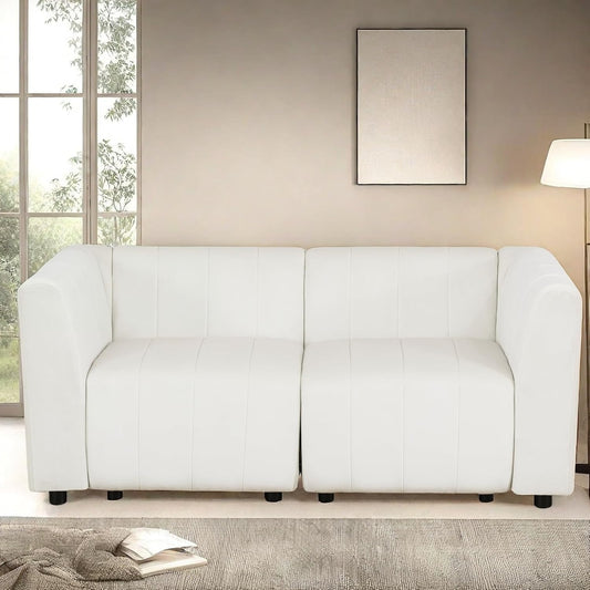 Loveseat Sofa, 67″ Comfy Cloud Couch with Deep Seats, Modern Small Sectional Couches for Living Room, Bedroom, Small Space, White