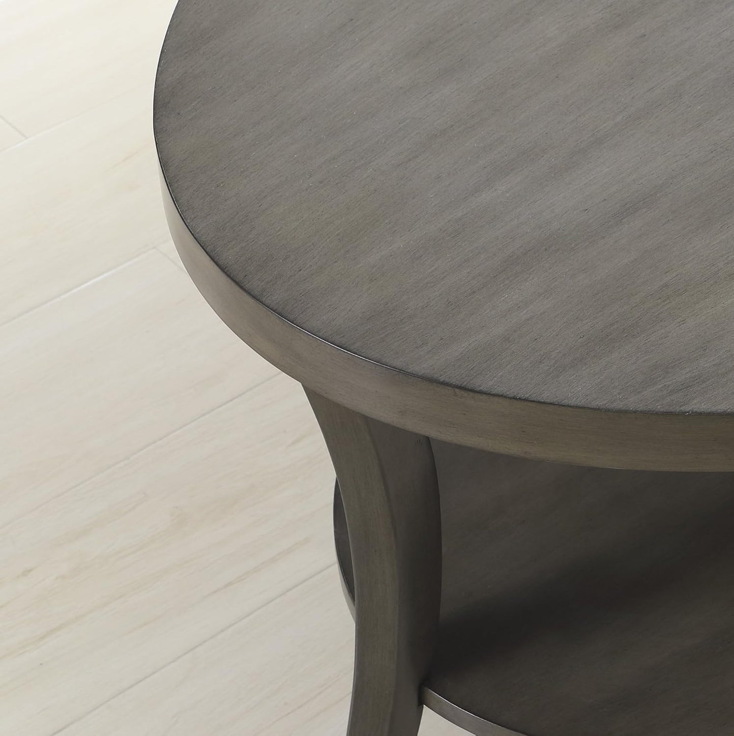 Roundhill Furniture Perth Contemporary Oval Shelf End Table, Gray