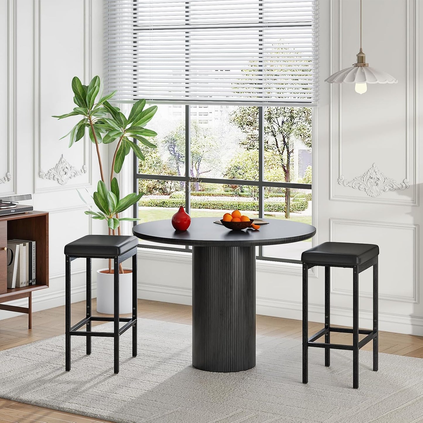 HOOBRO Bar Stools, Set of 2 Bar Chairs, 24.8-Inch Height Stools, Breakfast Bar Stools, Kitchen Stools, 2" Thick Upholstery, for Kitchen, Dining Room, Cafe, Bar Counter, Black BB21BY01