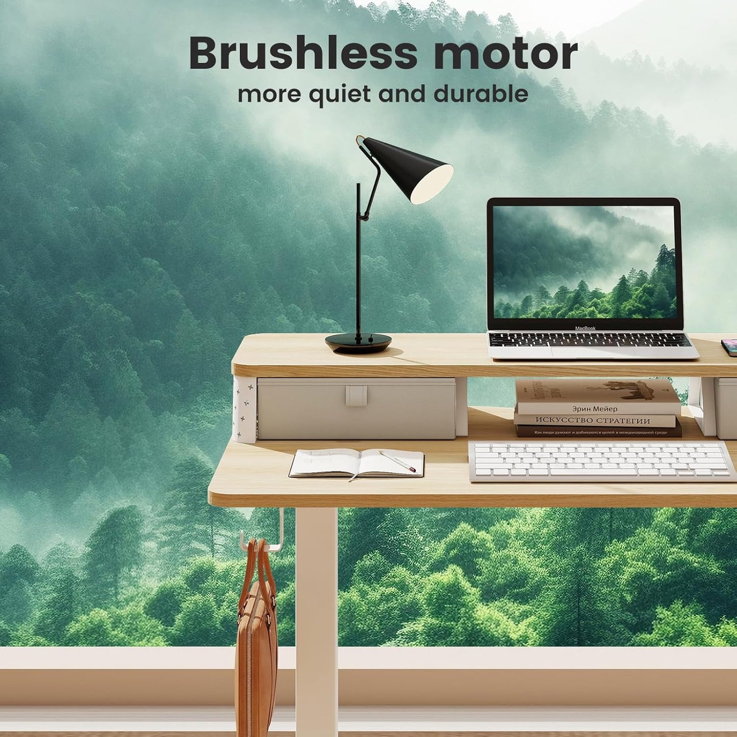 Small Standing Desk with Drawers and Brushless Motor,Electric Sit Stand Desk for Walking Pad,Ergonomic Stand Up Desk for Home Office & Gaming,3 Memory Height Preset & Hooks(35" x 20", Oak)