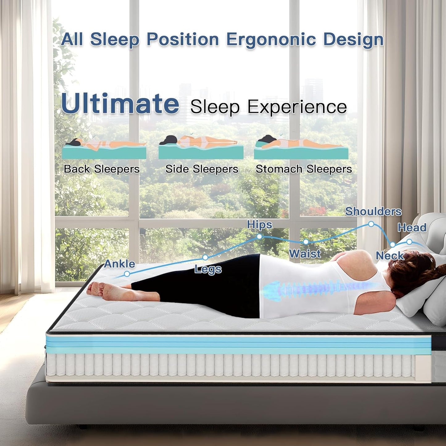 Full Size Mattress, 12 Inch Full Mattress in a Box, Medium Firm, Memory Foam with Individual Pocket Spring for Pressure Relief & Motion Isolation, Strong Edge Support