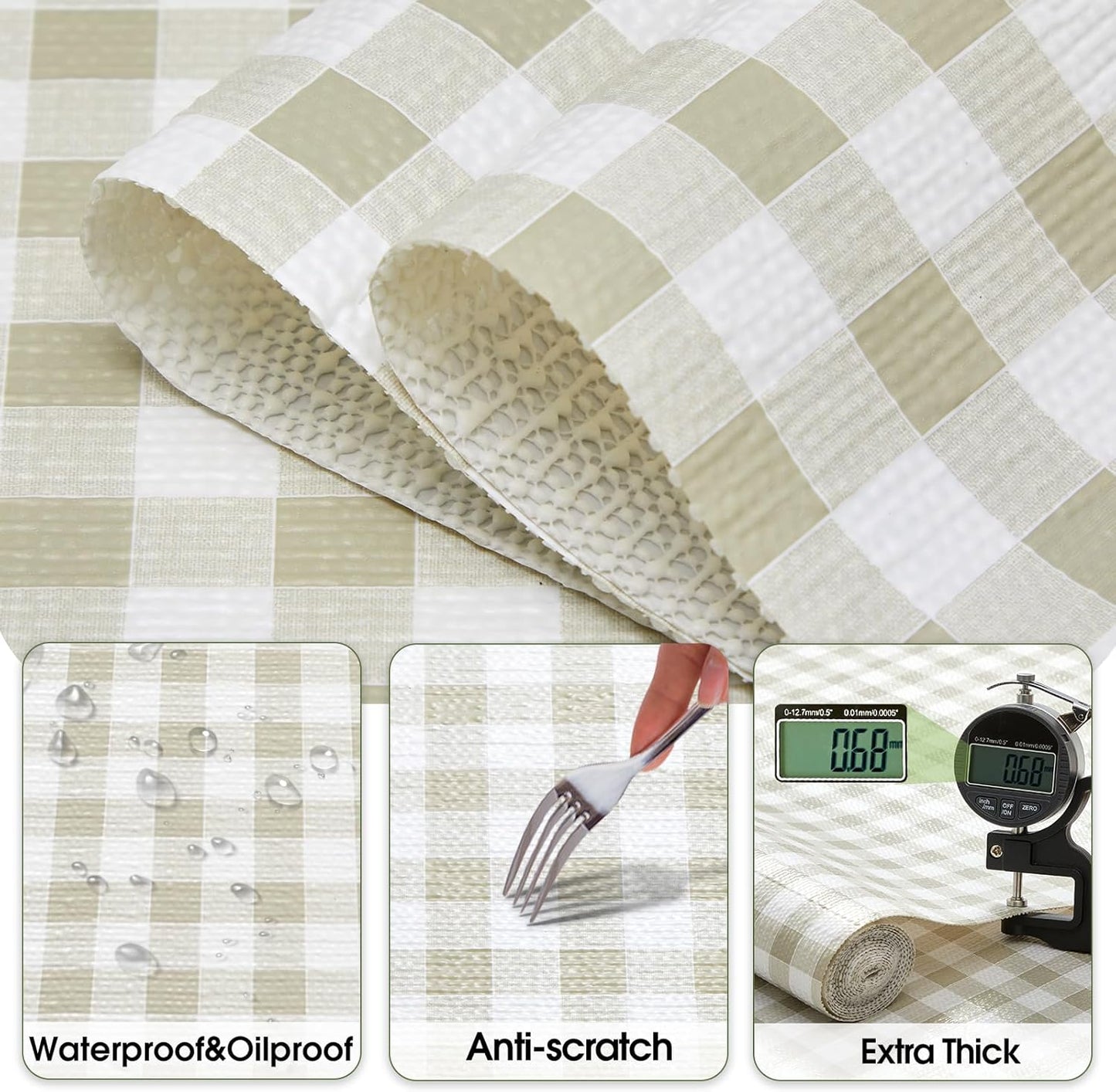 Beautysaid Shelf and Drawer Liner for Kitchen Cabinet, Non Adhesive Non Slip Shelf Paper Waterproof Washable Thickened for Dresser Pantry Shelve Bathroom Protector Liner(Checkered,12 in x 30 FT)