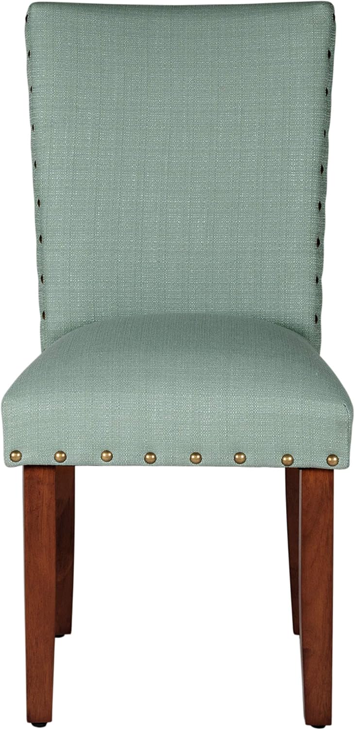 HomePop Home Decor | Classic Upholstered Parsons Dining Chairs | Set of 2 Accent Dining Chairs with Nailhead Trim, Sea Foam