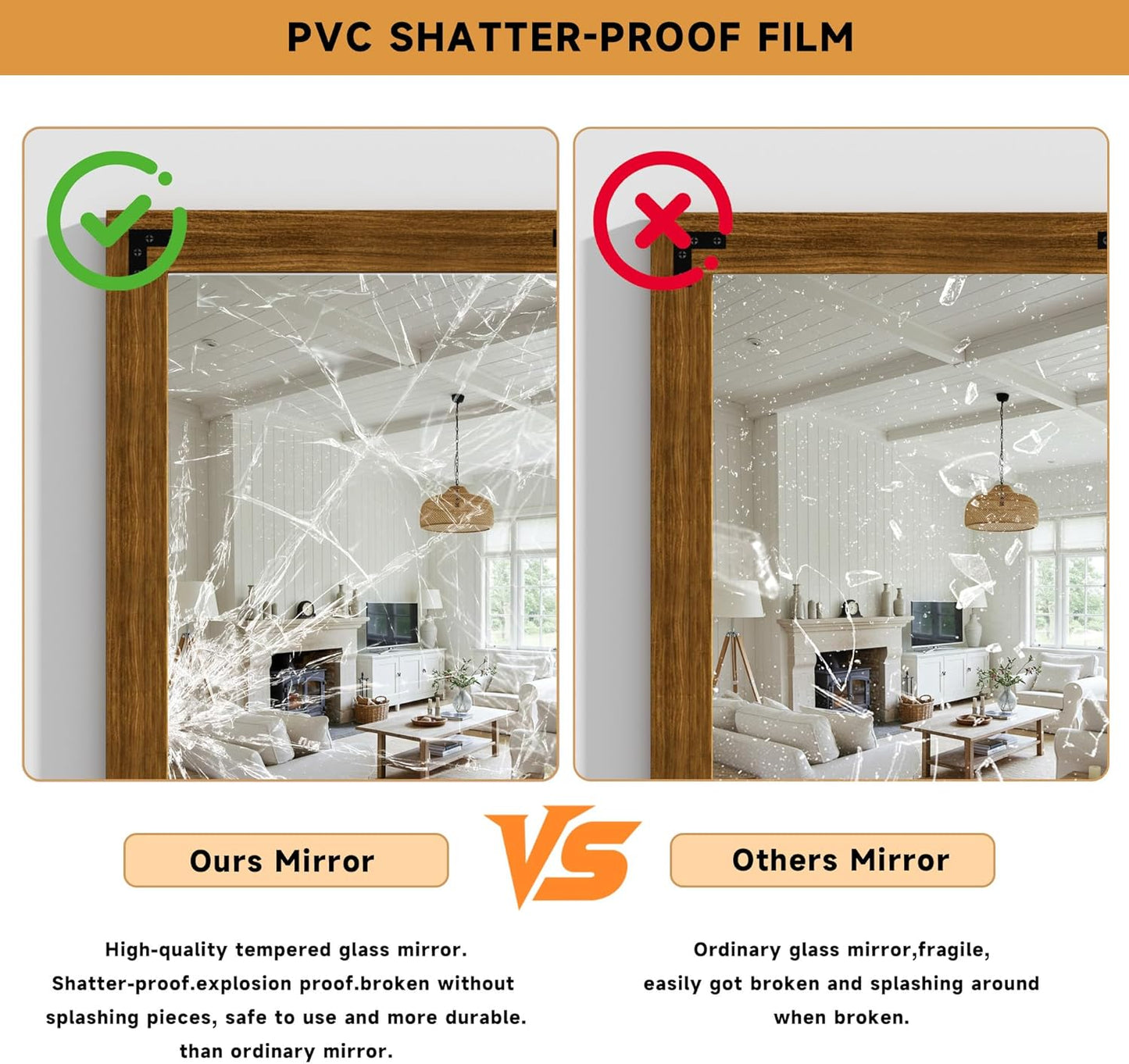 Hasipu Farmhouse Bathroom Mirror, 24"x36" Rustic Wood Framed Wall Mounted Mirror, Walnut Vintage Vanity Mirror Modern Farmhouse Style Decrative Mirrors