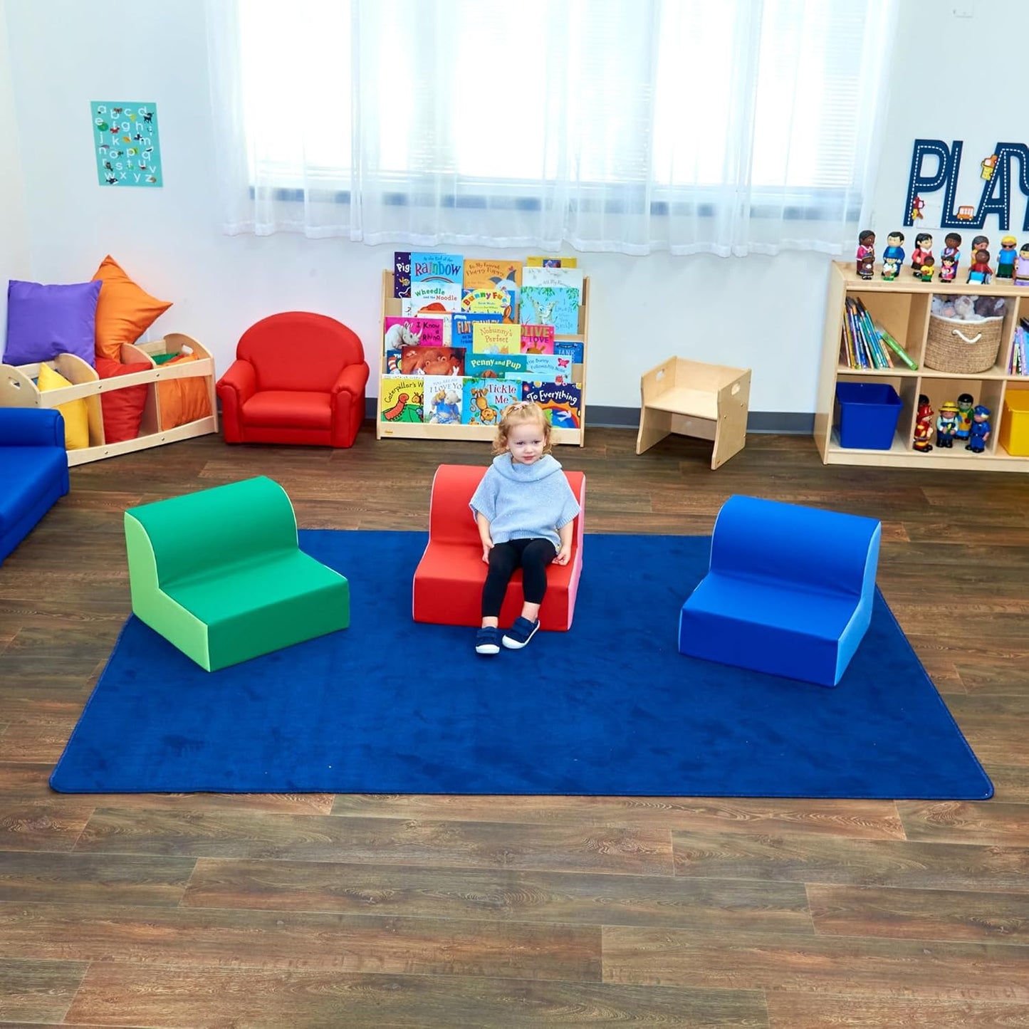 Children's Factory Library Trio Cozy Kids Chairs, Toddler Flexible Seating Classroom Furniture for Preschool or Daycare, 3-Pack