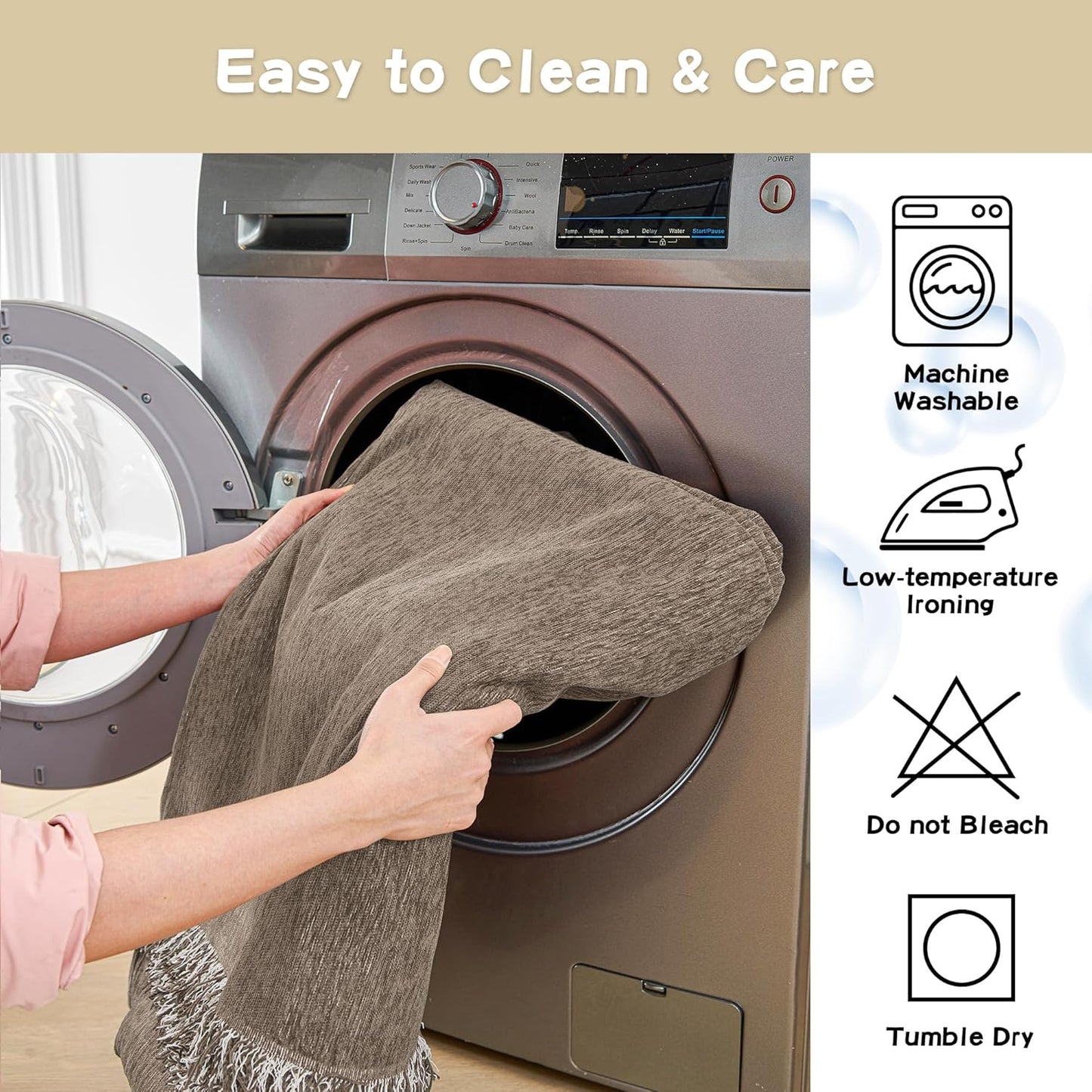 MYSKY HOME Couch Cover for Sofa Couch Covers for Pets, Non Slip Dogs Furniture Protector with Tassels for Living Room Non Slip Washable Furniture Protector Cover for Pet, Cat, 91"x118", Sand