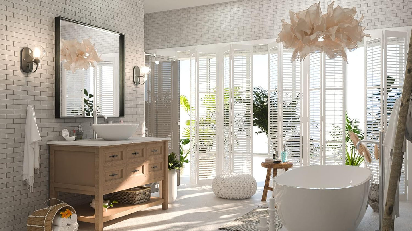 Keonjinn 36 x 36 Inch Black Bathroom Mirror for Over Sink, Matte Black Square Metal Framed Wall Mirror, Modern Farmhouse Rectangle Mirrors with Aluminum Alloy Frame(Horizontal/Vertical)