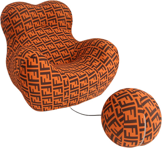 Bean Bag Chair - Memory Foam Bean Bag Chair for Adults, Comfy High-Resilience Single Sofa, Small Space Floor Chair, Chaise Lounge for Living Room, Bedroom (Orange, Ball)