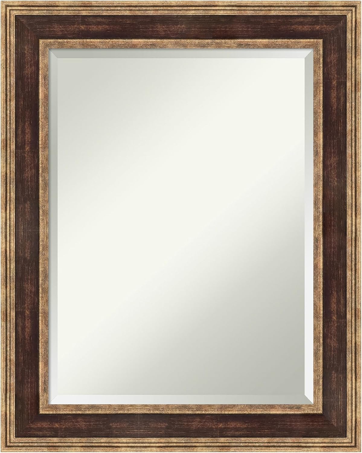 Amanti Art Bronze Bathroom Mirror for Over Sink, 30x24 Ridge Light Bronze Rectangle Vanity Mirror, Medium Traditional Frame, Hangs Horizonally and Vertically, Bathroom Wall Decor, Beveled Edge
