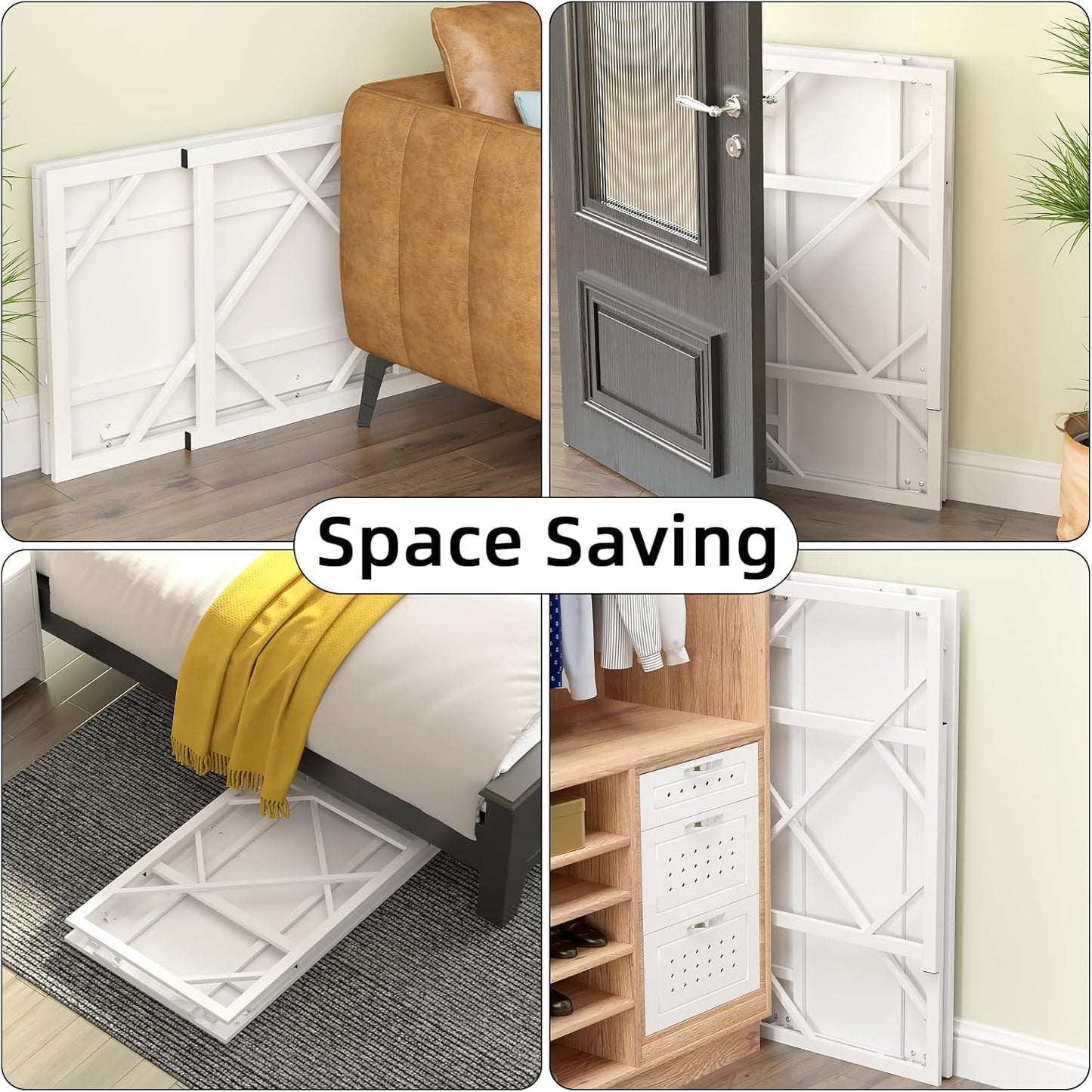 Elephance Folding Desk Writing Computer Desk for Home Office, No-Assembly Study Office Desk Foldable Table for Small Spaces