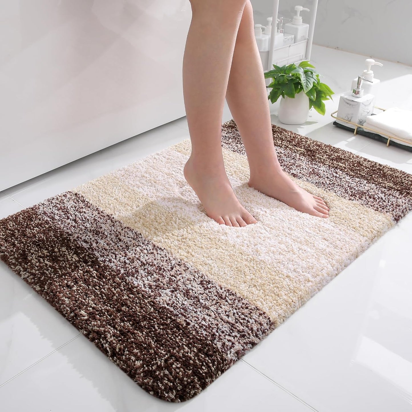 OLANLY Bathroom Rugs Mat 36x24, Extra Soft Absorbent Microfiber Bath Rugs, Rubber Backing, Quick Dry, Machine Washable Bath Mats for Bathroom Floor, Tub and Shower, Home Decor Accessories, Brown
