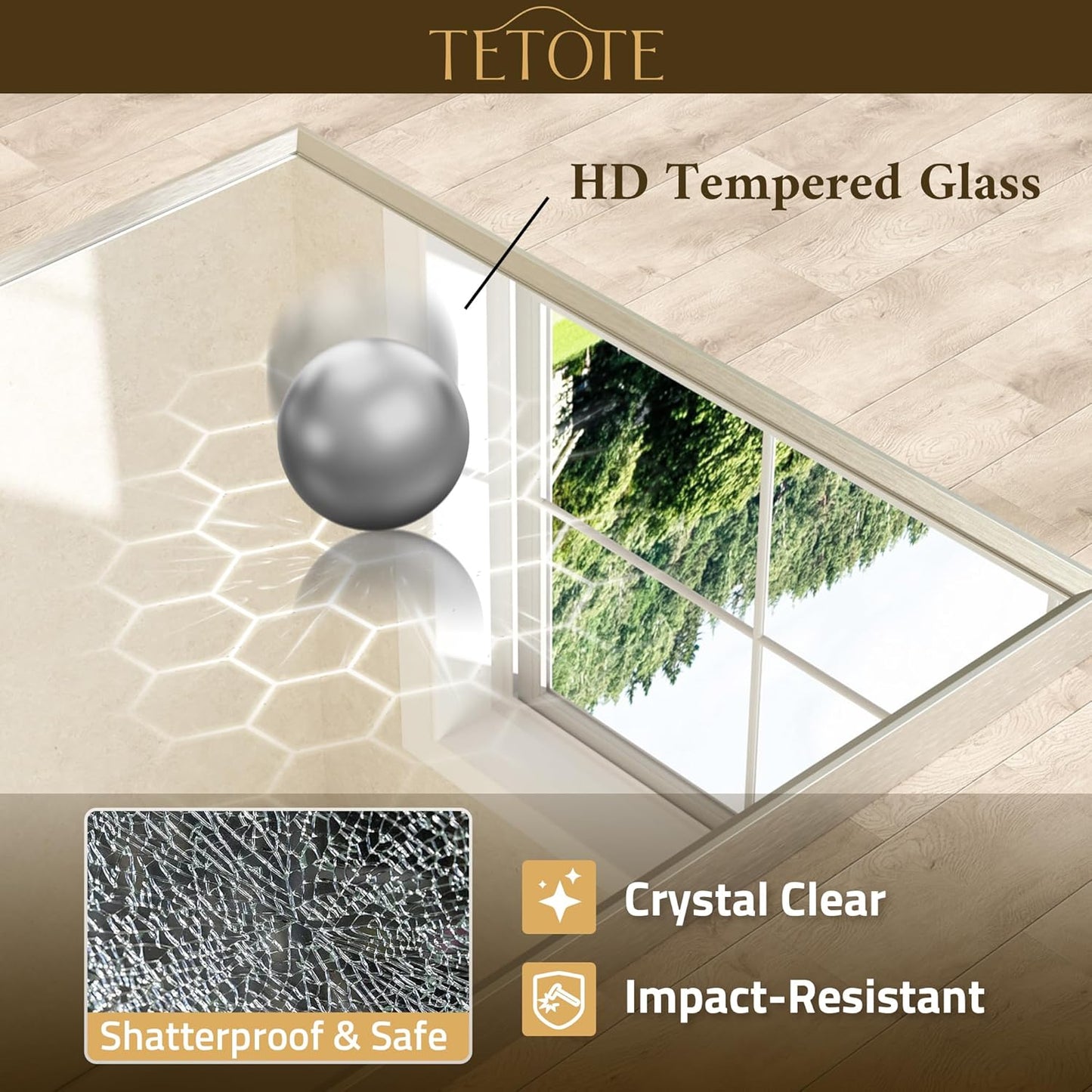 TETOTE Brushed Nickel Mirror for Bathroom Sink 24" x 32" Beveled Frame Brushed Nickel Vanity Rectangle Mirror for Bathroom Wall, Modern Farmhouse, Tempered Glass, Shatterproof, Stronger Frame