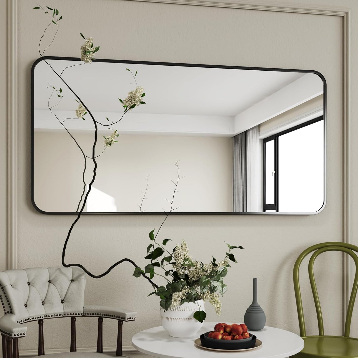 Black Vanity Mirror,30x55 Black Bathroom Mirror, Large Bathroom Mirror,Espejo para baño,Bathroom Mirrors for Over Sink,Restroom Mirror