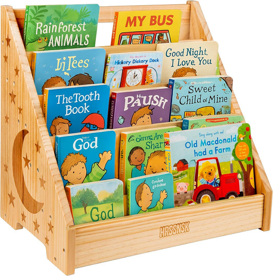 Baby Bookshelf for Toddlers Ages 1-3 - Montessori Nursery Book Shelf with Front-Facing Storage - Kids Book Organizer for Playroom and Bedroom