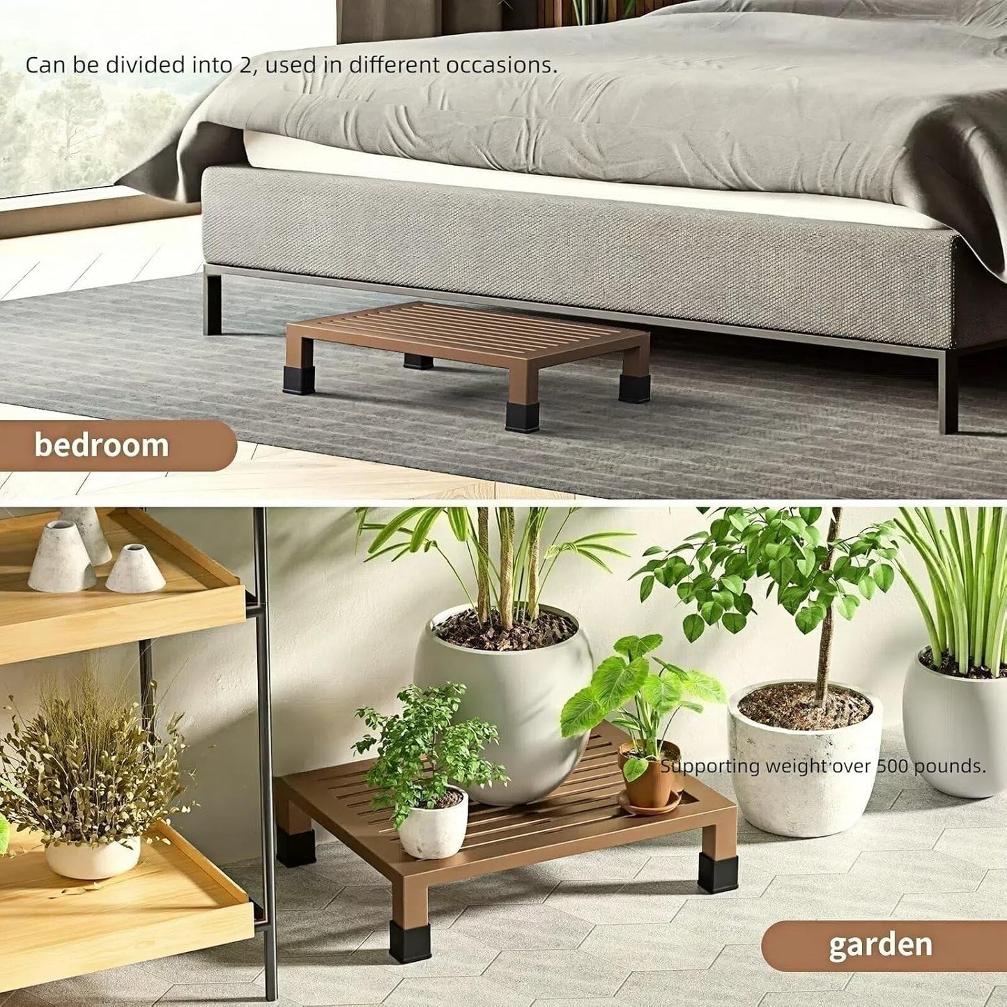 One Step Stool Platform 3.8" Height for Adults, Kids. Heavy Duty/Portable/Nonslip/Durable Construction Safe Step Stool for Bedroom/Kitchen Bed, Bathroom,Kitchen，Garden