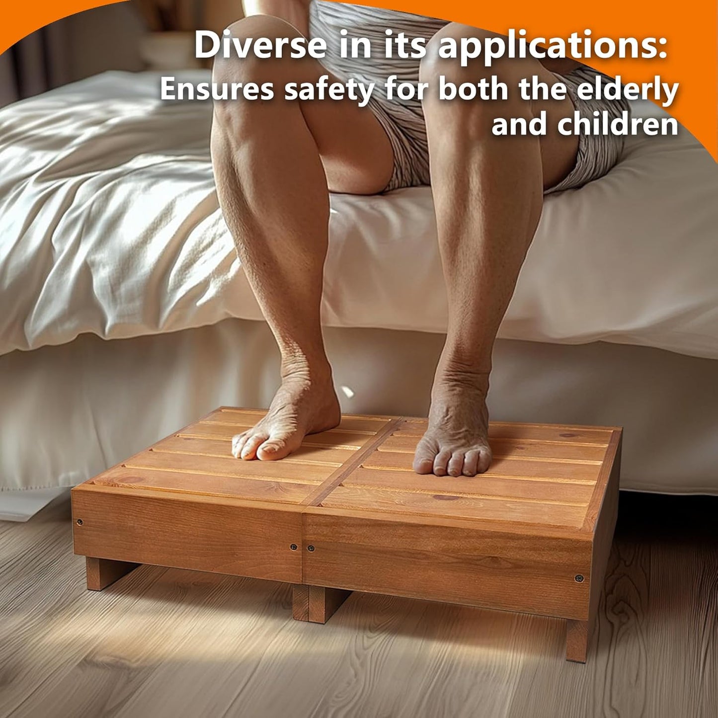 Wooden Step Stool 6” Height, Step Stools for Bed, Bed Steps for High Beds for Adults and Elderly, Step Stool for Bedroom, Kitchen, Living Room, Oak