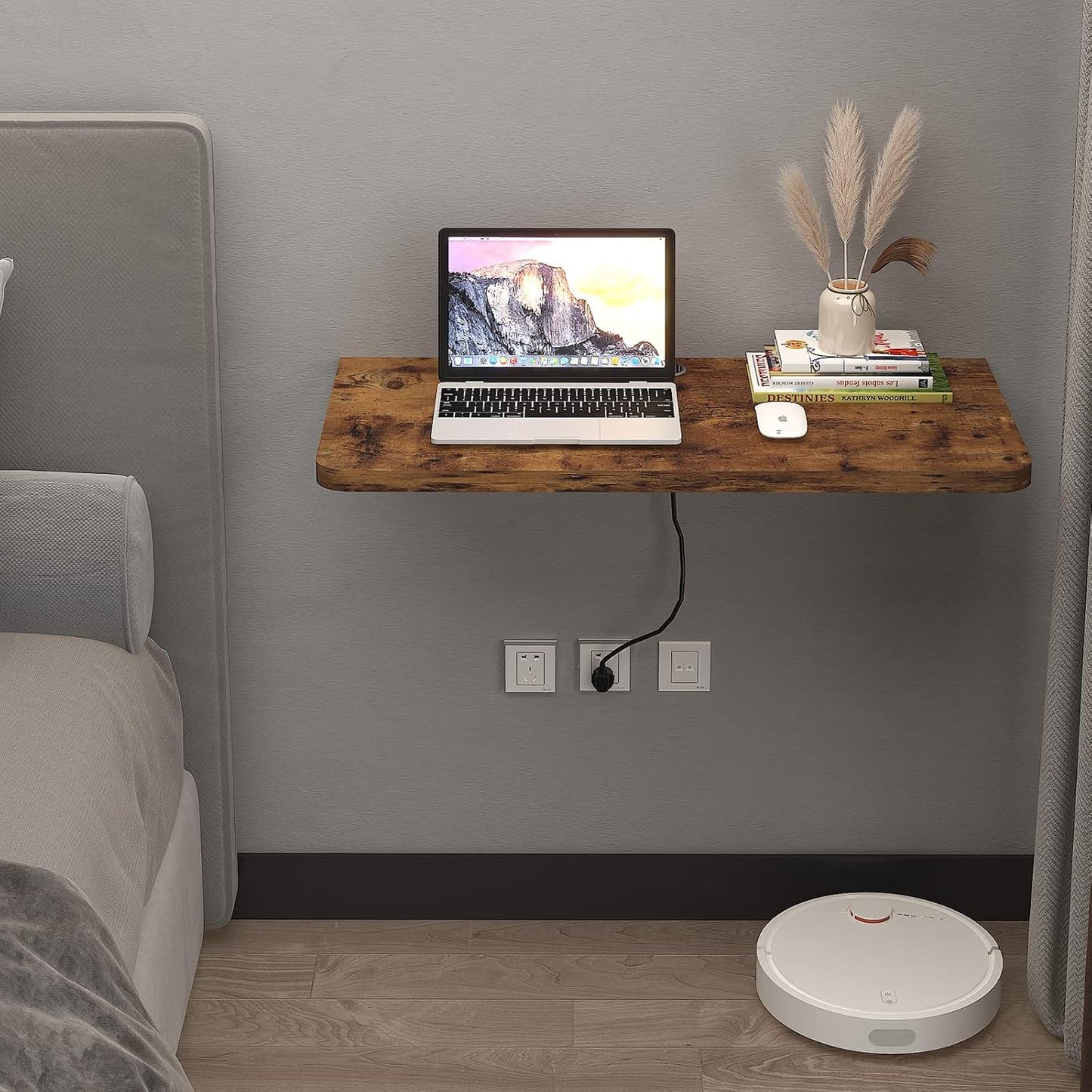 Pmnianhua 31'' Rustic Brown Wall Mounted Drop Leaf Table, Folding Table, Floating Desk for Small Spaces