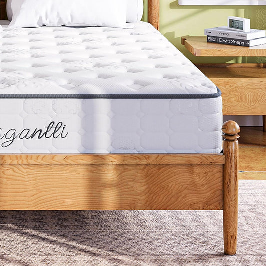 Vesgantti Twin Mattress, 10 Inch Innerspring Hybrid Single Bed Mattress in a Box with Breathable Foam and Pocket Spring, Ergonomic Design, Medium Firm Feel