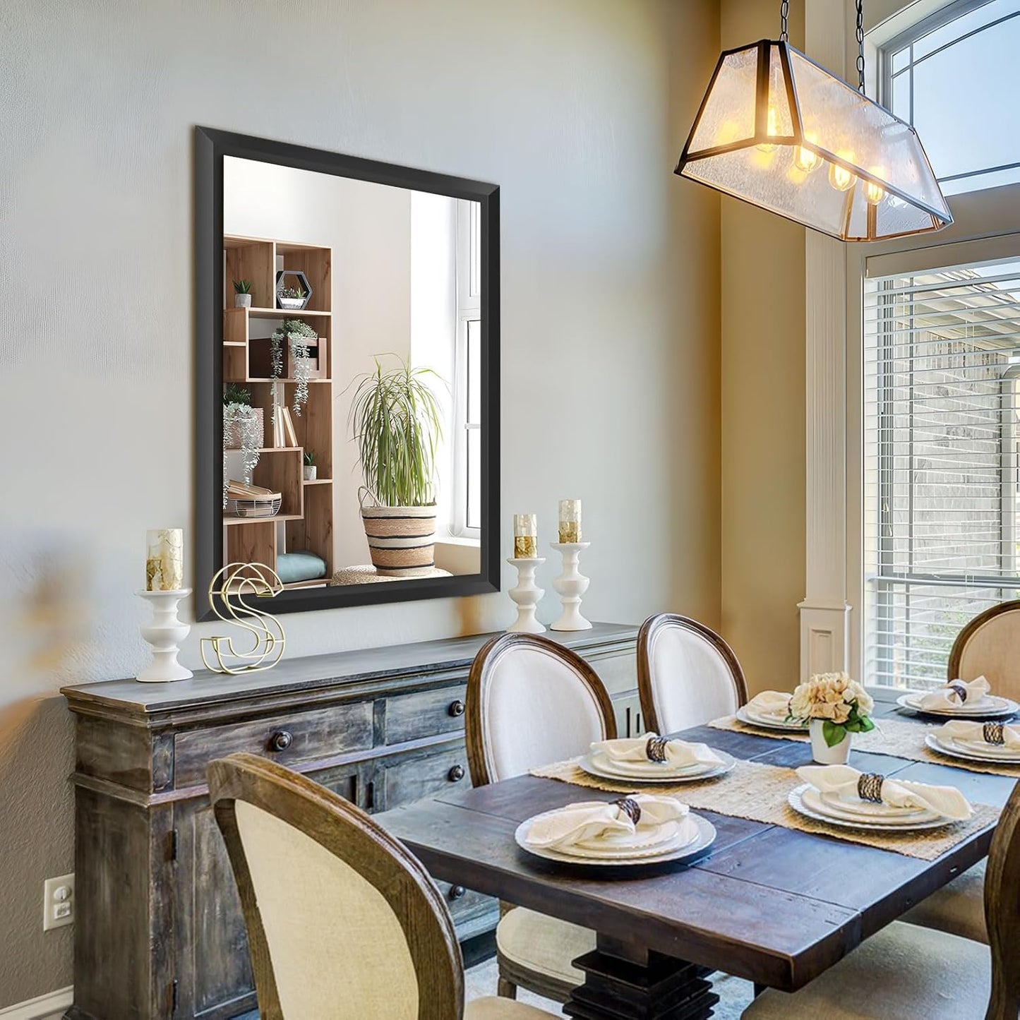 Amorho Black Bathroom Mirror, 40x30 Inch Thick Metal Framed Wall Mirrors for Over Sink, Bedroom, Living Room, Entryway, Rectangle Wall-Mounted Mirrors(Horizontal/Vertical).