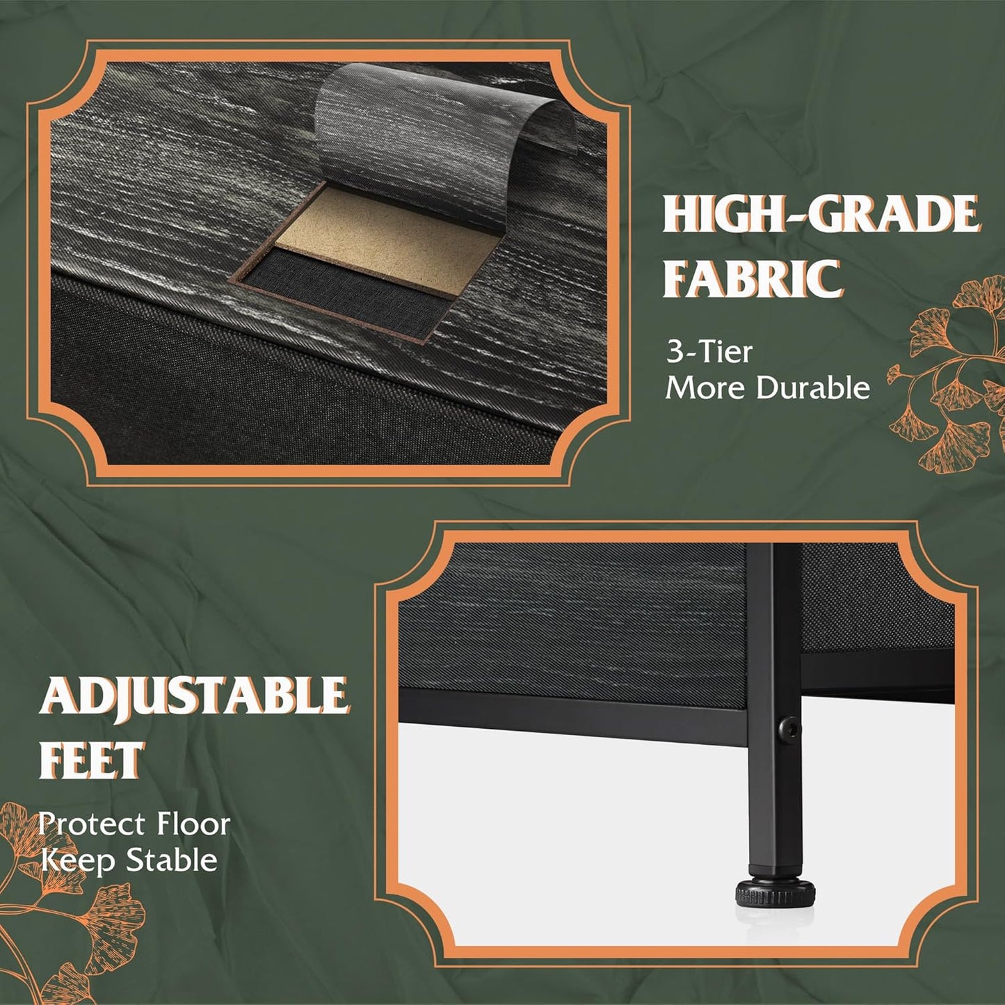 WLIVE Dresser for Bedroom with 8 Drawers, Wide Fabric Dresser for Storage and Organization, Bedroom Dressers, Chest of Drawers for Living Room, Closet, Hallway, Charcoal Black Wood Grain Print