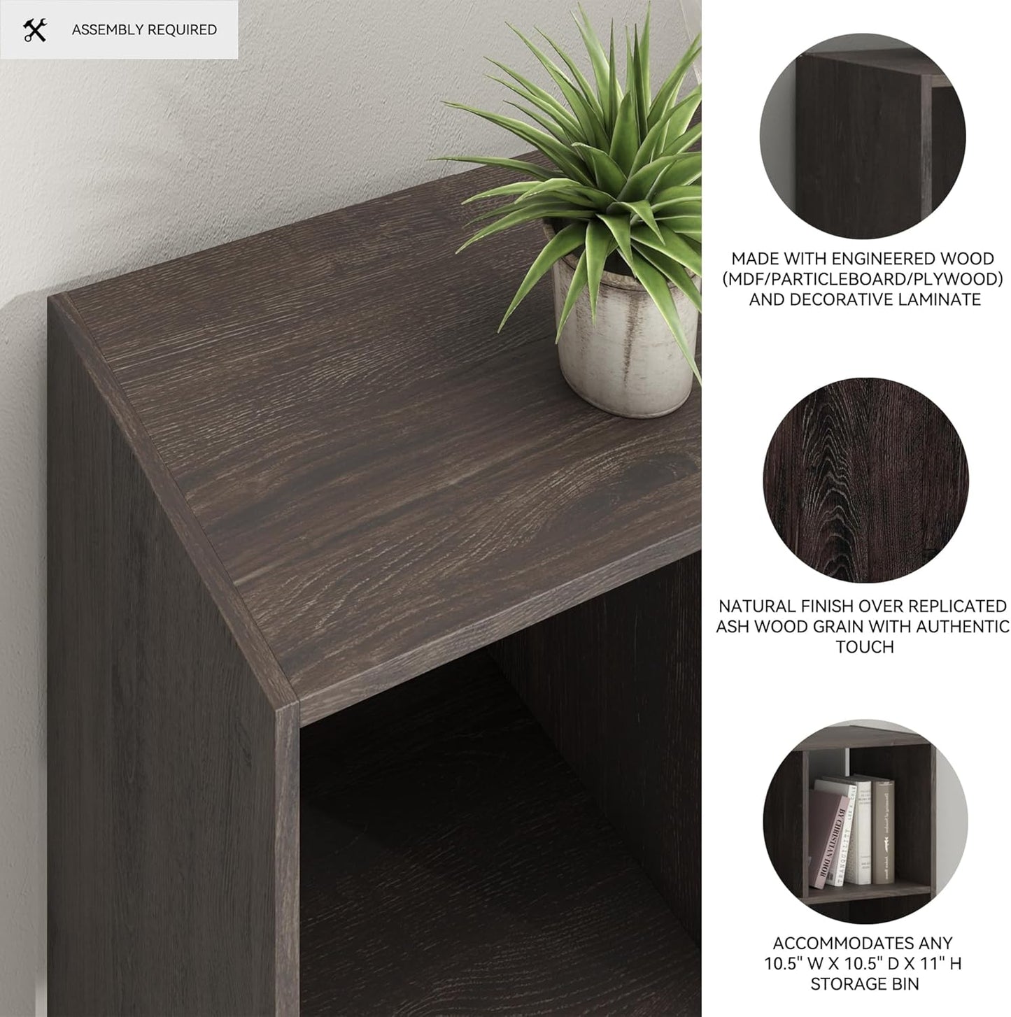 Signature Design by Ashley Piperton 6 Cube Storage Organizer or Bookcase, Charcoal