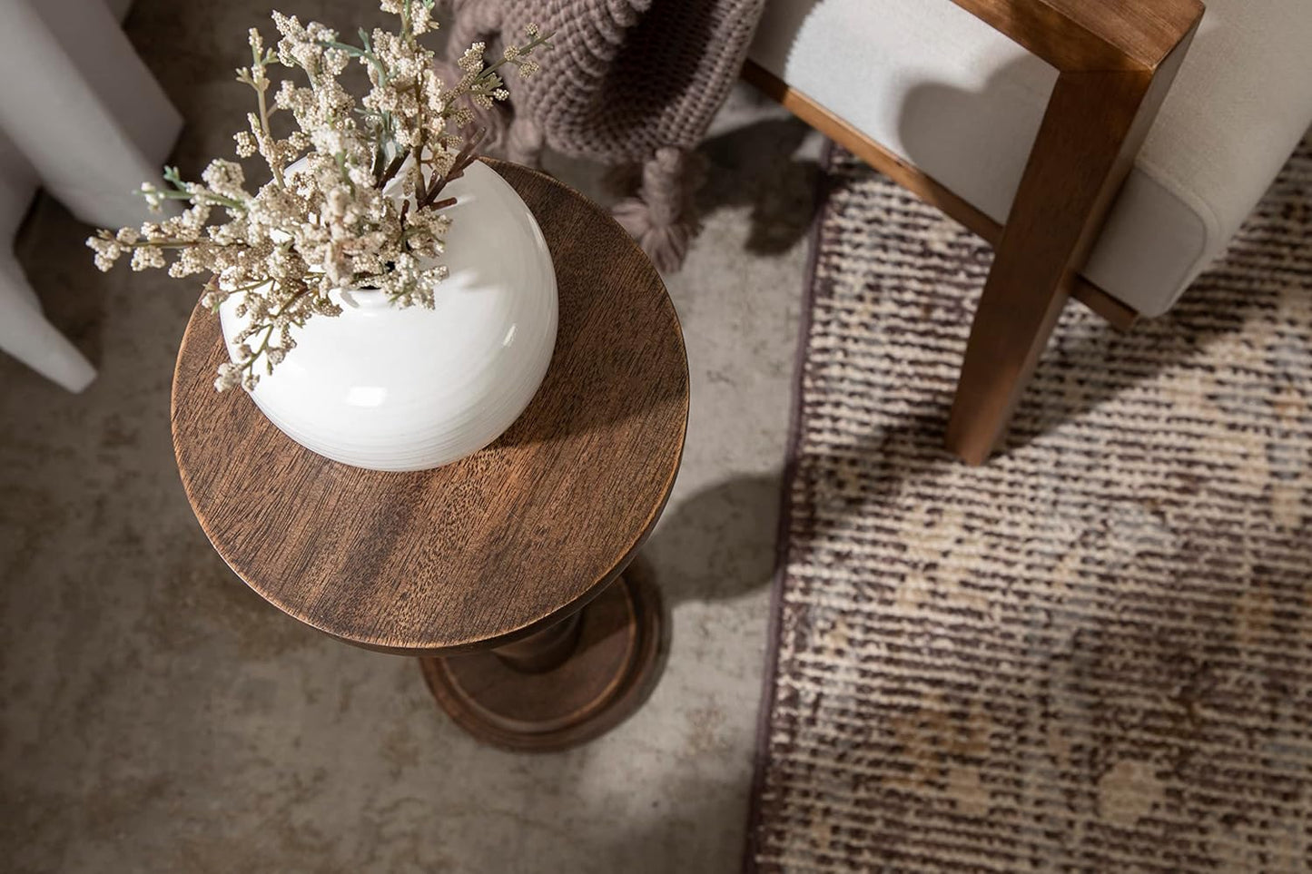 Kate and Laurel Wegner Traditional Wooden Round Drink Table, 8 x 23, Rich Brown, Elegant and Durable Pedestal Table for Use as Small Drink Table, Plant Stand, or Decorative Item Display