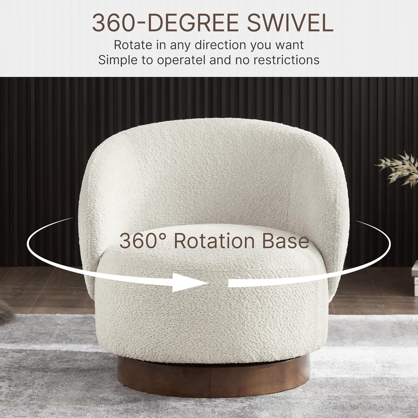 Swivel Accent Chair Round Barrel Armchair Upholstered Performance Fabric for Living Room Bedroom Waitingroom,2 Box,Cream