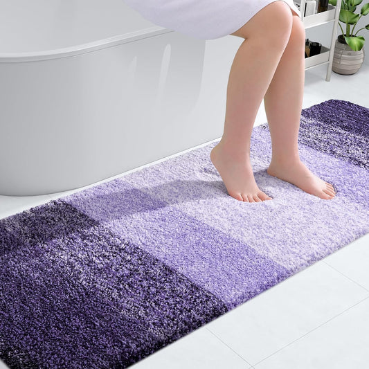 OLANLY Bathroom Runner Rugs 70x24, Extra Soft Absorbent Microfiber Bath Rugs, Rubber Backing, Quick Dry, Machine Washable Bath Mats for Bathroom Floor, Tub and Shower, Home Decor Accessories, Violet