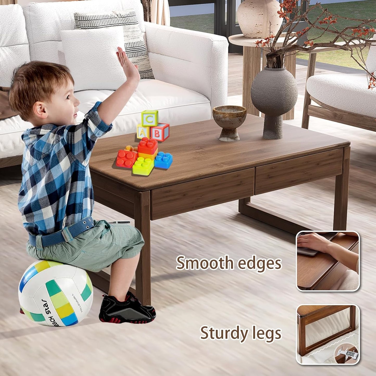 Japanese Floor Coffee Table,Bamboo Low Table,Japanese Tea Table for Sitting Tatami Meditation Living Room Home Office(Brown)