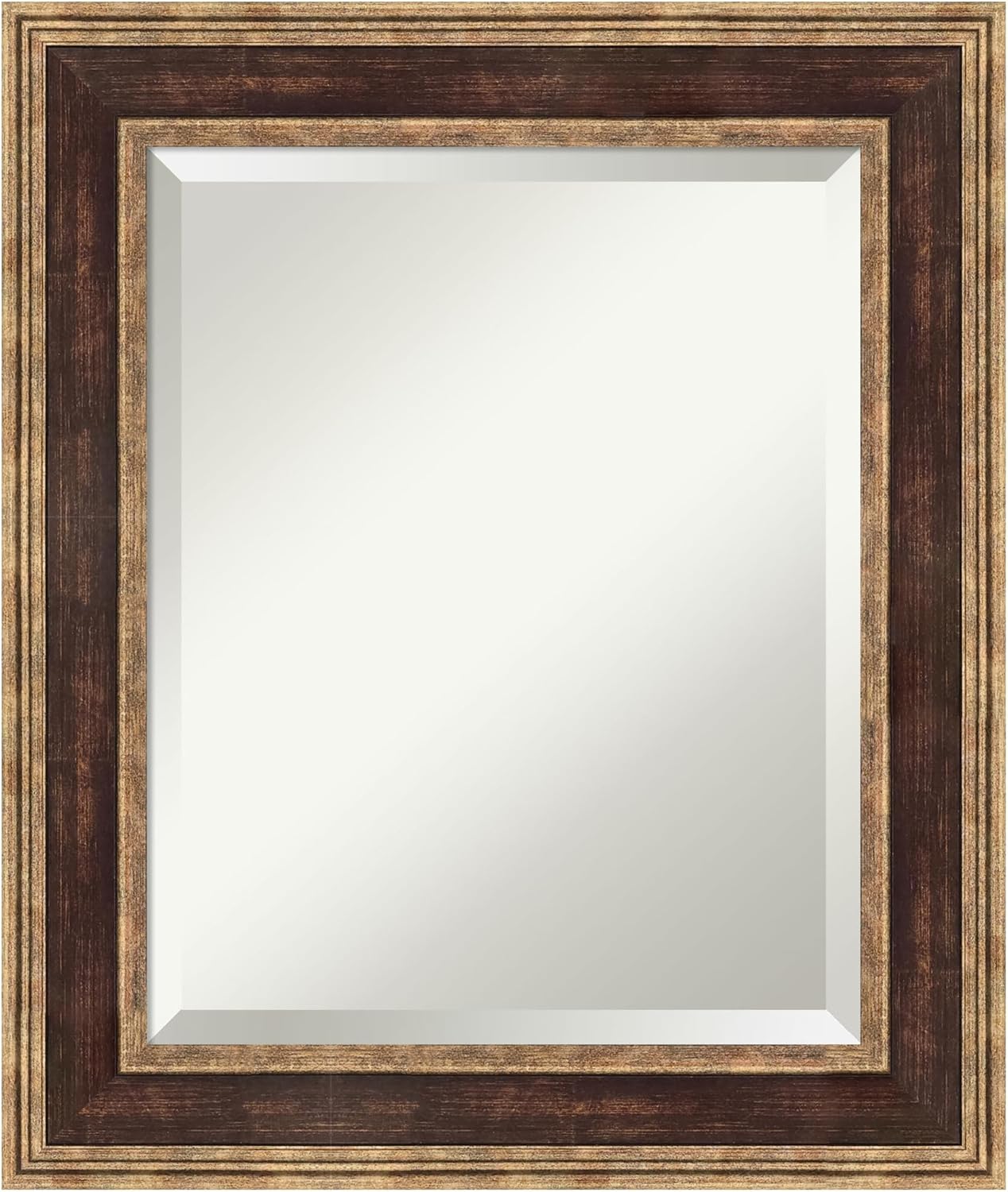 Amanti Art Bronze Bathroom Mirror for Over Sink, 26x22 Ridge Light Bronze Rectangle Vanity Mirror, Small Traditional Frame, Hangs Horizonally and Vertically, Bathroom Wall Decor, Beveled Edge