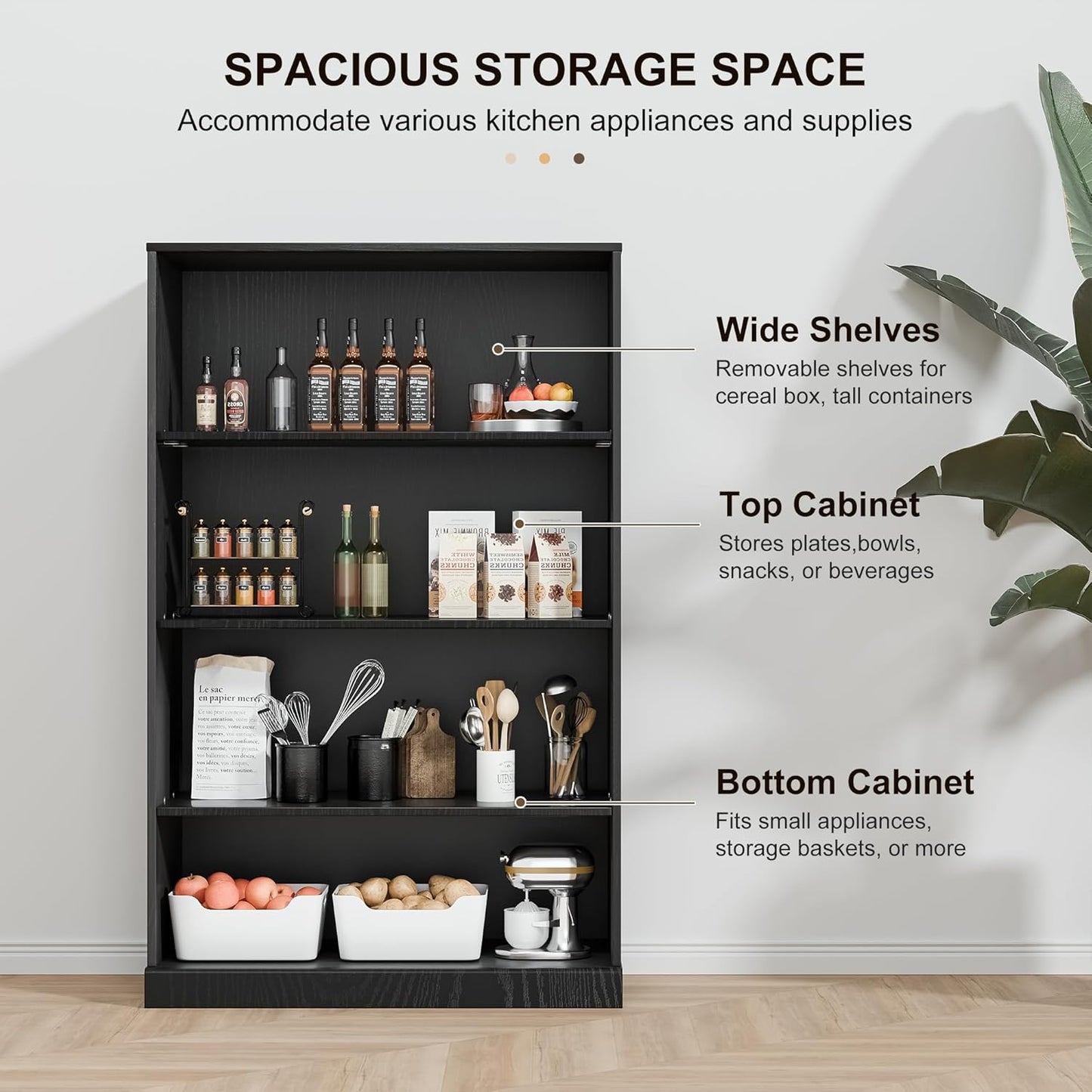 49" Wooden Book Shelf, 2 Shelf Bookcase, Modern Bookshelf with Adjustable Shelf for Home Office, Study Room, Black