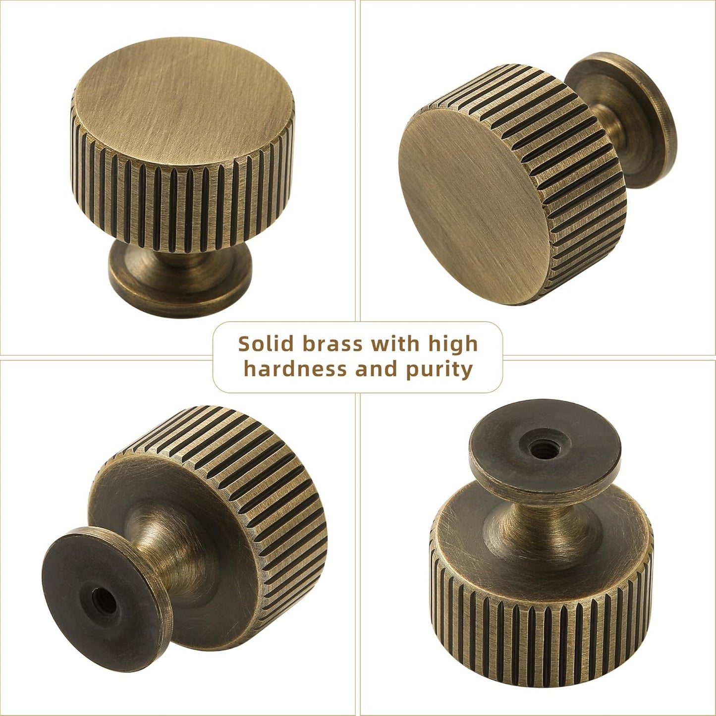 Antique Brass Kitchen Cabinet Knob - Bronze Dresser Drawer Knob 6 Pack, Brass Handles for Bathroom Bedroom Closet Wardrobe,Furniture Hardware pulls