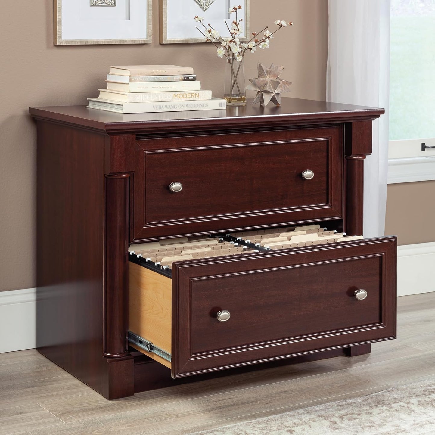 Sauder Palladia Lateral File, L: 36.81" x W: 22.01" x H: 29.62", Select Cherry