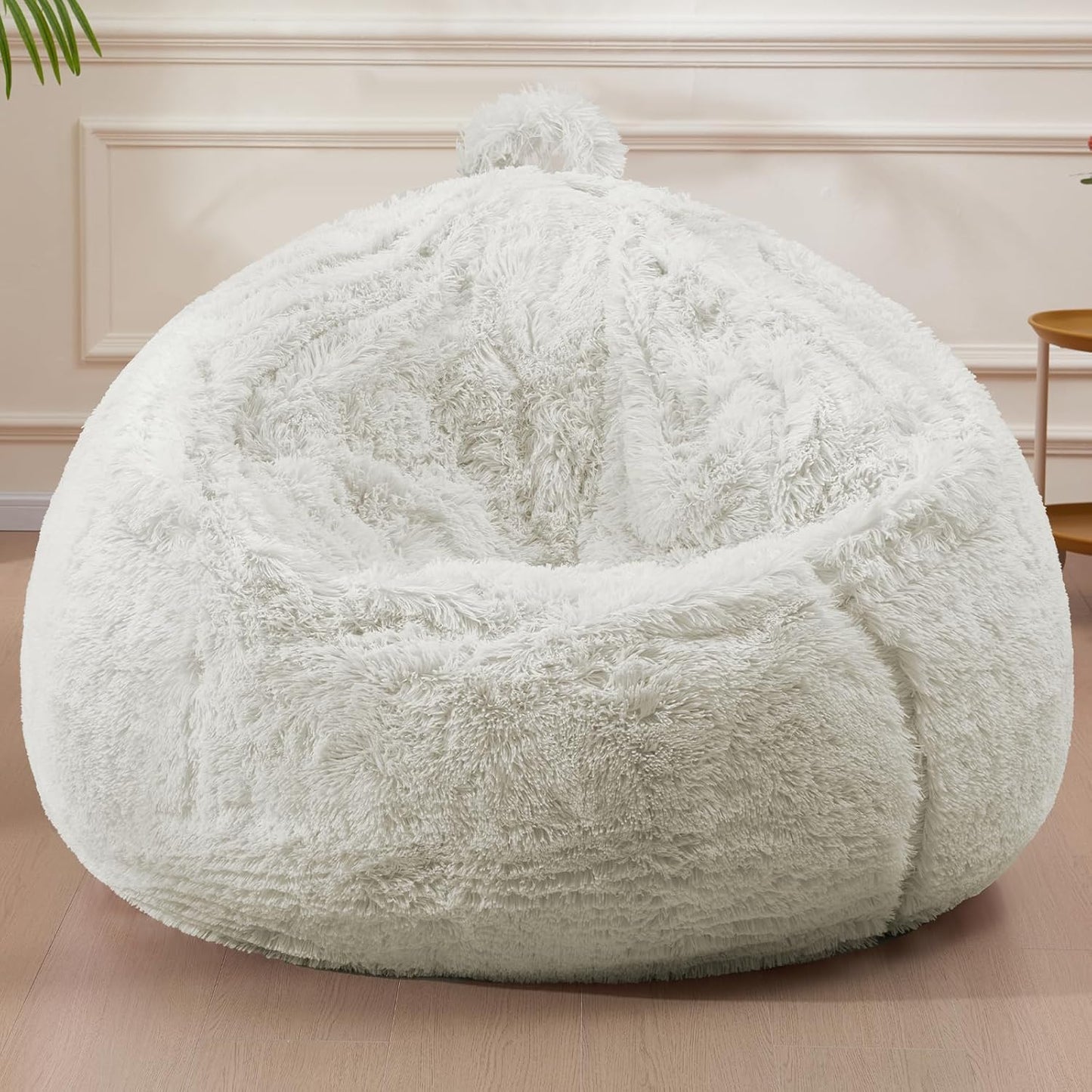 7FT Oversized Bean Bag Covers Only, Fluffy Stuffed Beanbag Chair Covers No Filler, Washable Bean Bags Cover for Adults, Stuffed Animal Bean Bag Anti-Slip, White