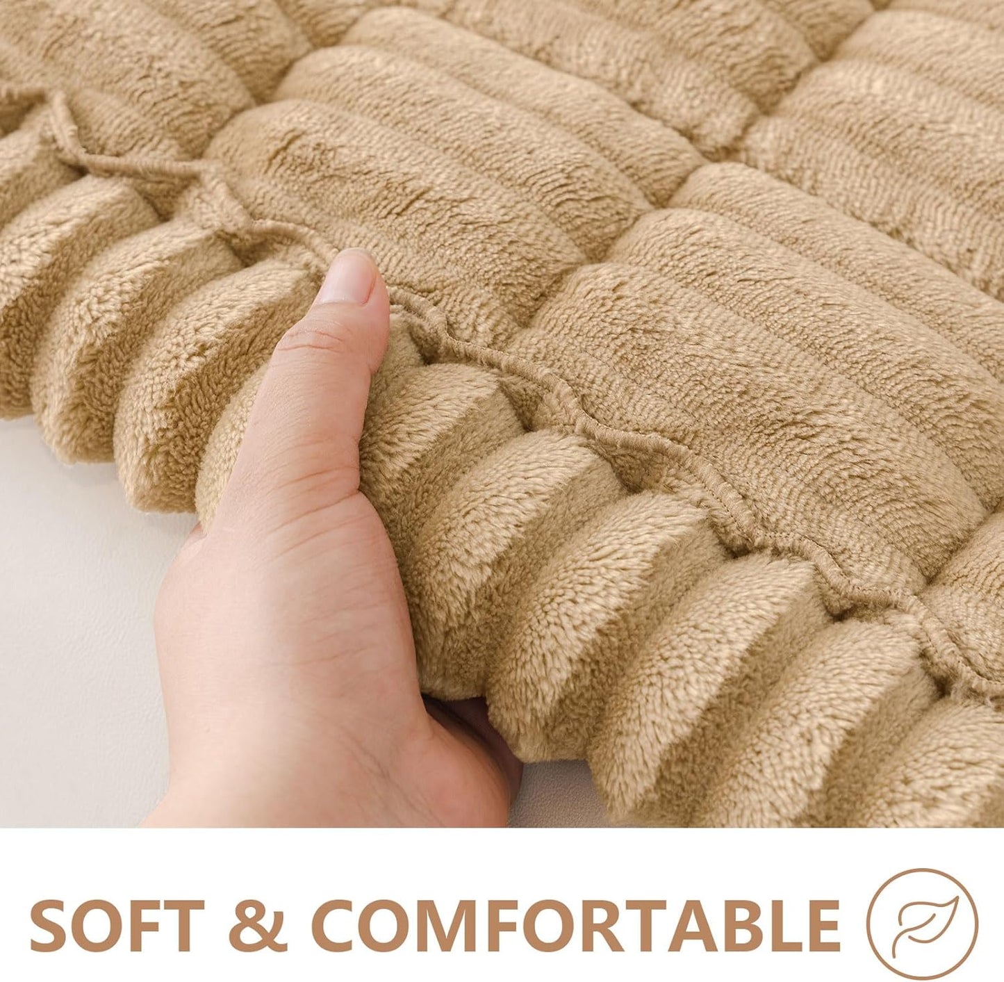 Smiry Couch Cover for Dogs Washable, Non Slip Fuzzy Pet Couch Covers for 3 Cushion Sofa Pet Friendly, Thick Soft Sofa Slipcovers Cushion Protector (Camel, 27.6" x 82.7")