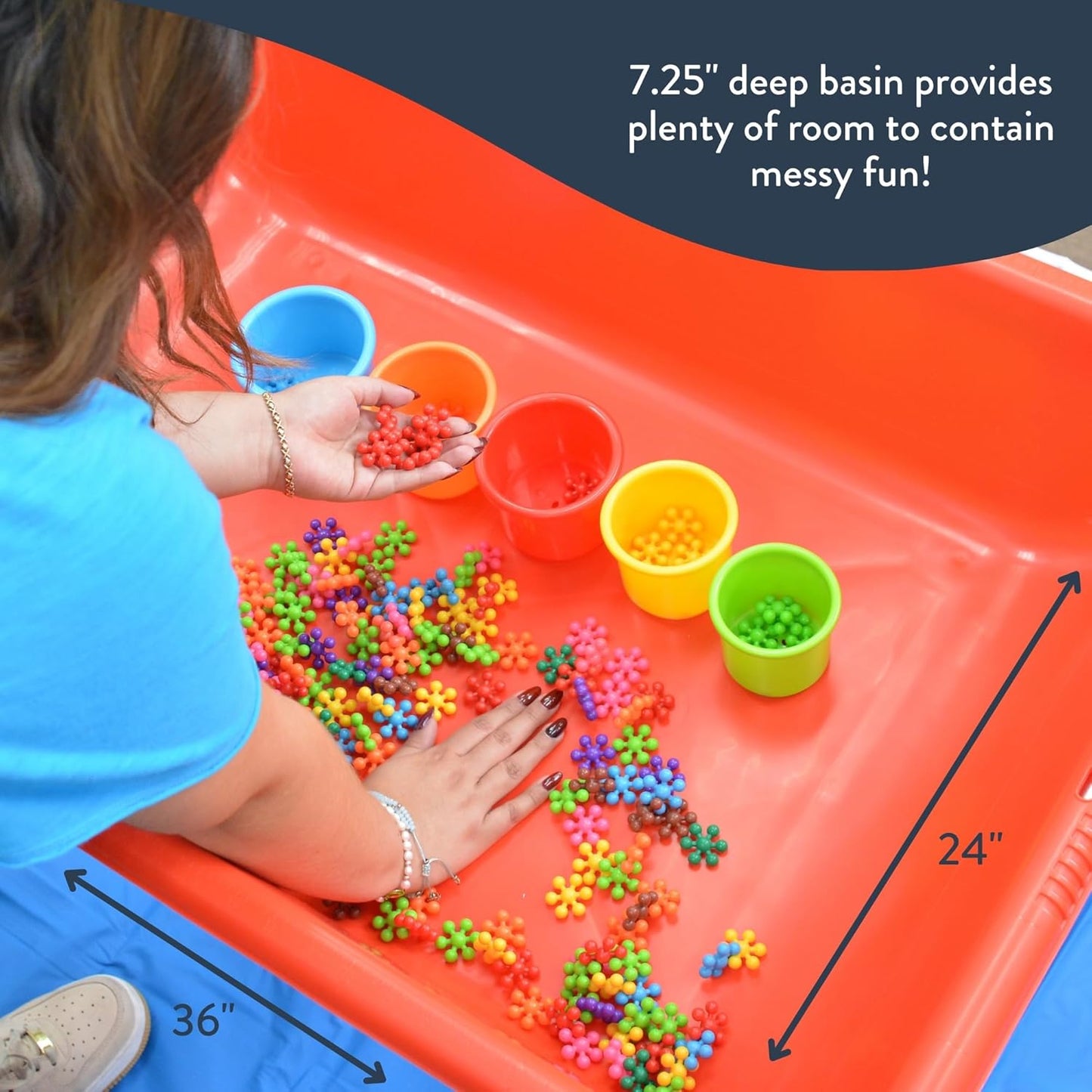 Children's Factory Medium Sensory Table – 24″ Height Table, Sandbox, Water Table for Kids, Red