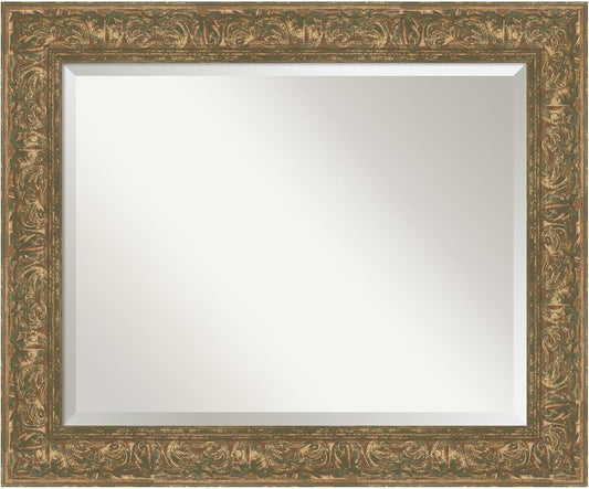 Amanti Art Bronze Bathroom Mirror for Over Sink, 29x35 Luxe Bronze Gold Rectangle Vanity Mirror, Large Traditional Frame, Hangs Horizonally and Vertically, Bathroom Wall Decor, Beveled Edge