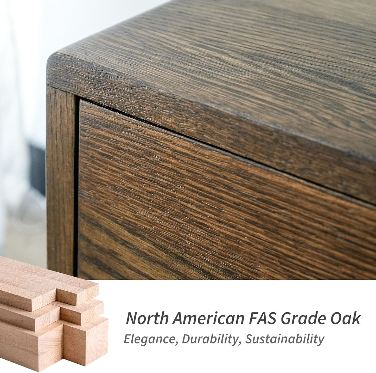 Night Stand, Mid Century Modern Nightstand w/2 Drawers, Boho Small Bedside Table, Oak Solid Wood, 17.72 W x 15.75 D x 19.69 H Inches (Walnut, Double Drawer)