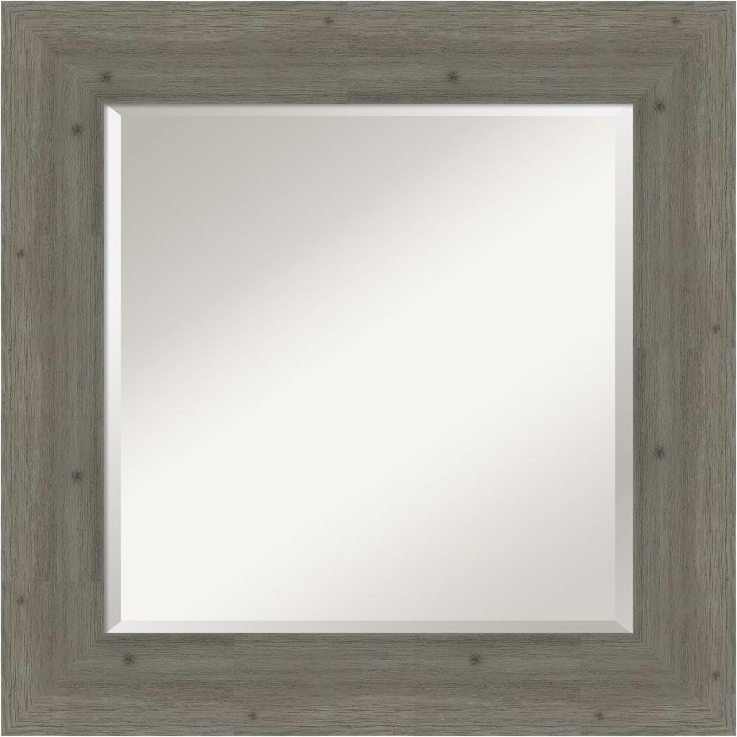 Amanti Art Grey Wall Mirror 27x27 Fencepost Grey Square Bathroom Mirror for Wall Decor Living Room, Medium Country Rustic Wood Frame, Hangs Horizonally and Vertically, Bathroom Decor, Beveled Edge