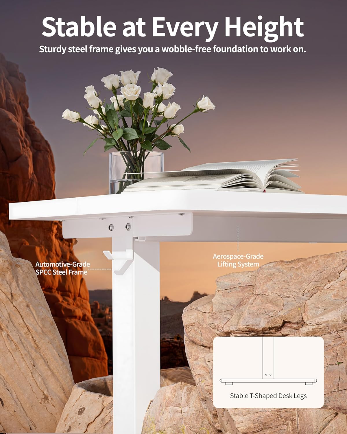 BIZUM Standing Desk Electric Adjustable Computer Desk-Stand up Desk Office Gaming Home Office Memory Desks 48x24 inches White