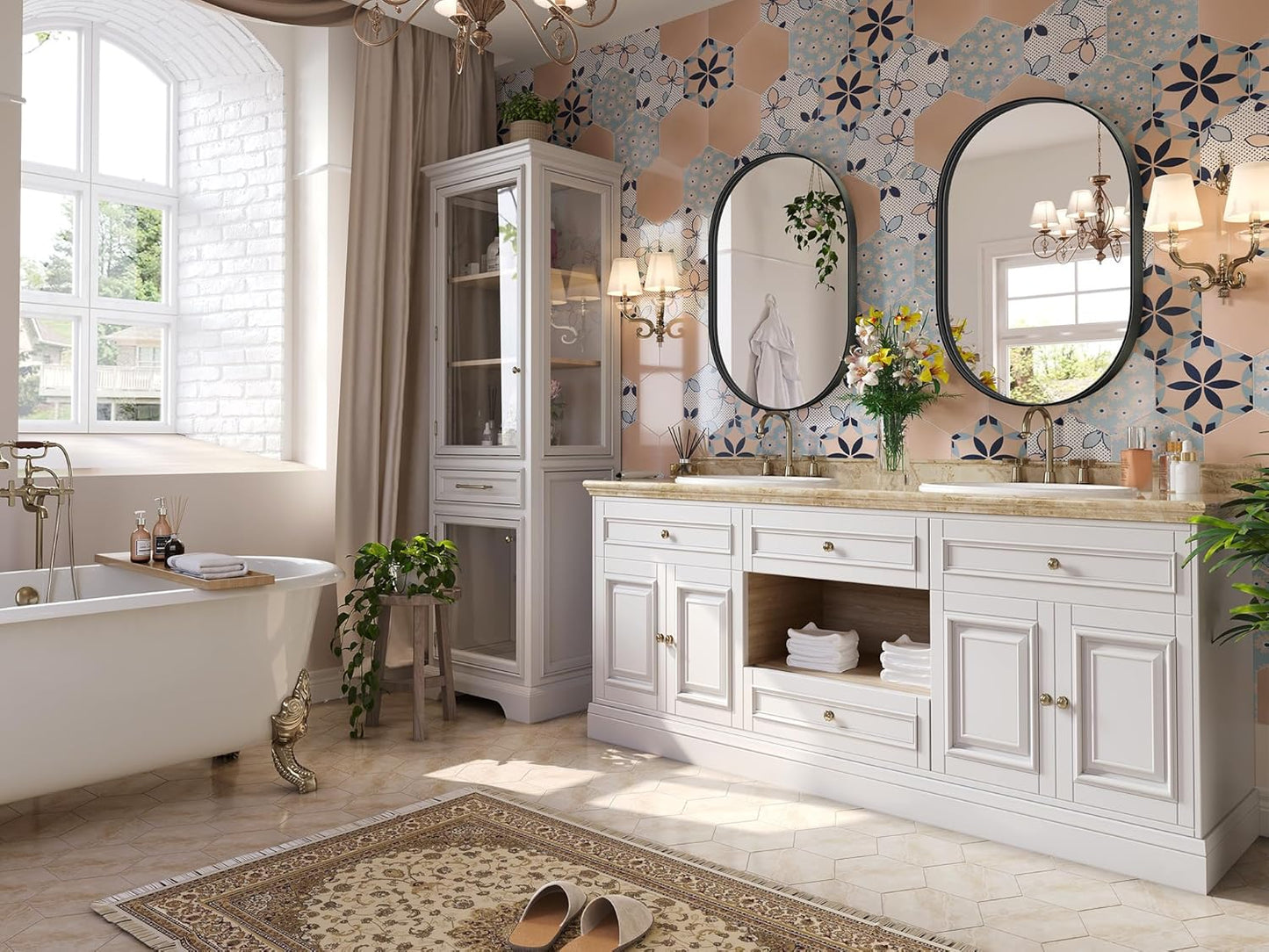 2 Pack Black Oval Mirror, 24" x 36" Oval Mirrors for Bathroom, Modern Vanity Pair Mirror for Over Sink Bedroom Fireplace Entryway Hang Vertical and Horizontal